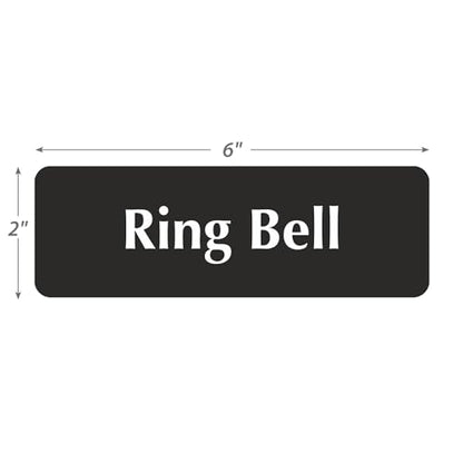 SmartSign Ring Bell Door Sign, 2" x 6", 20 mil Thick Anodized Aluminum, Adhesive Backing, Waterproof, Black and Silver, Pack of 1, USA made - color: Black, White