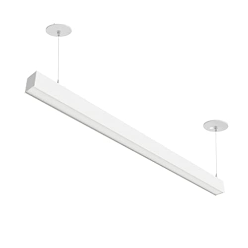 WareLight 4' Linear Suspended LED Beam, 40W, CCT Selectable, 0-10V Dimmable, 120-277V, Transparent Frosted Housing, Power Feed Cable Included, Pack of 6 - size: 4' (Pack of 6)