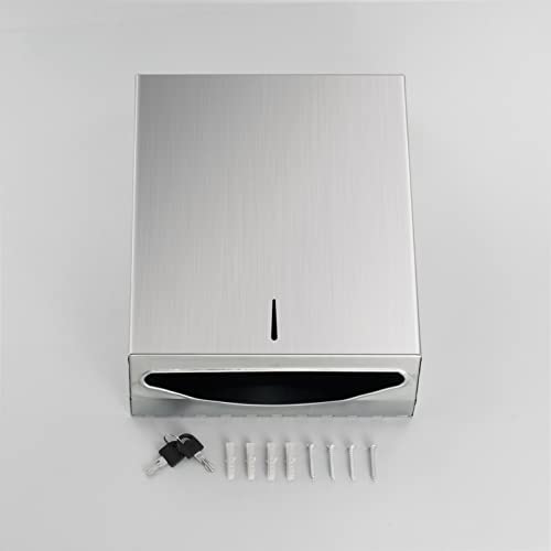 Paper Towel Dispenser Wall Mount - Multifold Trifold Paper Towel Dispensers, Large Capacity Stainless Steel Tissue Holder, Suitable for Bathrooms and Public Places - color: D-391 Silver