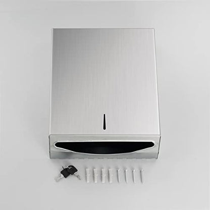Paper Towel Dispenser Wall Mount - Multifold Trifold Paper Towel Dispensers, Large Capacity Stainless Steel Tissue Holder, Suitable for Bathrooms and Public Places - color: D-391 Silver