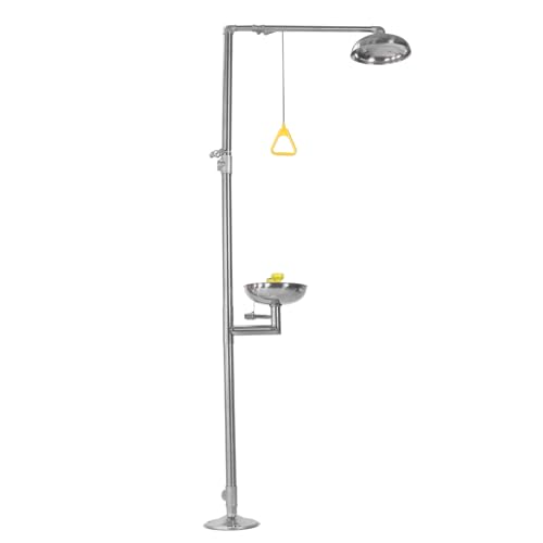 Generic 304 Stainless Steel Combination Eye Wash Station and Shower Shower Eyewash Station Stand Plumbing Eye Washing Unit for Industrial & Commercial & Lab Use