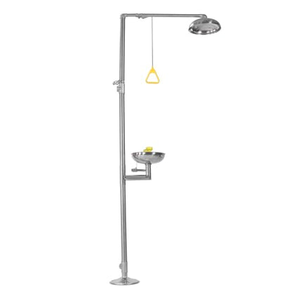 Generic 304 Stainless Steel Combination Eye Wash Station and Shower Shower Eyewash Station Stand Plumbing Eye Washing Unit for Industrial & Commercial & Lab Use