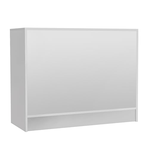 48”W * 20”D * 38”H - Cash Wrap Wood Counter - White Register Counter with 3 Heights Adjustable Shelf - color: White, size: 4 FT