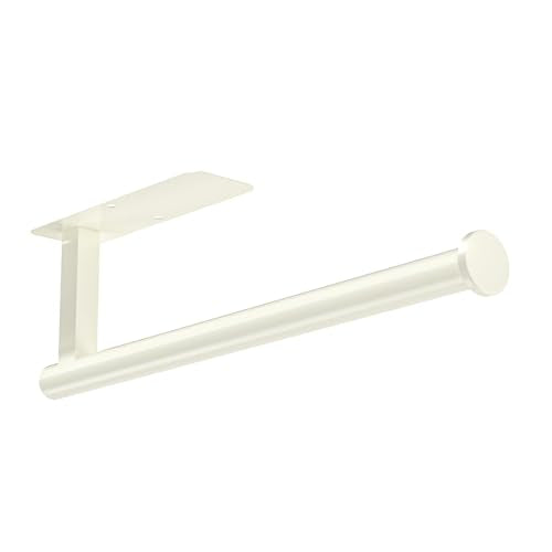 ASTOFLI Paper Towel Holder Under Cabinet No Drilling, Self Adhesive Paper Towel Holder Wall Mount for Kitchen Rack, Under Counter Napin Holder No Drill, RV, 304 Stainless Steel, White - color: White