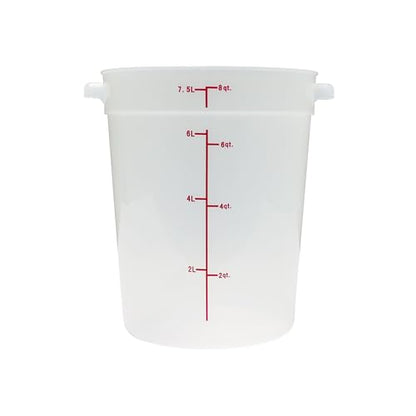 TrueCraftware- 8 Quart Round Food Storage Container Translucent Polypropylene- Commercial Reusable Food Container Canister with Measurement Markings for Meal Prep Pantry Kitchen - color: 8 Quart