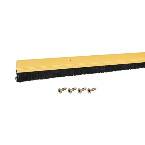 uxcell Door Brush Bottom Sweep H-Shape Aluminum Alloy Base with 0.8-inch PP Brush for Home, Industrial (35-inch L, Golden) - color: Gold, size: 35-inch x 0.8-inch