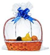 UltraOutlet 100 Packs Large Cellophane Bags 18" x 24" Clear Cellophane Gift Basket Wraps 2.3 Mil Thick Clear Cello Bags for Fruit Basket, Gift Wrap, Treats, Arts and Crafts, 100ct Blue Ribbon Bows - color: Clear/Royal blue, size: 1 Count (Pack of 100)