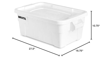 Rubbermaid Commercial Products BRUTE Tote Storage Container with Lid-included, 14-Gallon, White, Reusable Boxes for Moving/Storing in Garage/Basement/Attic/Jobsite/Truck/Camping - color: White