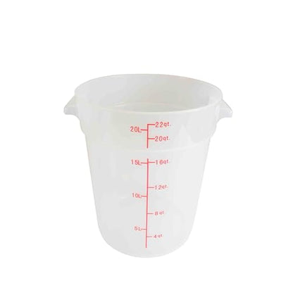 TrueCraftware- 22 Quart Round Food Storage Container Translucent Polypropylene- Commercial Reusable Food Container Canister with Measurement Markings for Meal Prep Pantry Kitchen - color: 22 Quart