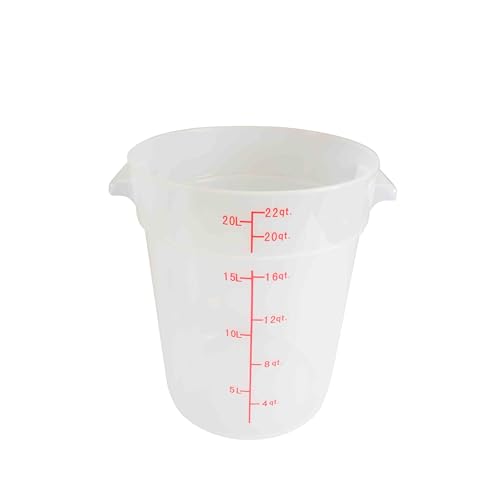 TrueCraftware- 22 Quart Round Food Storage Container Translucent Polypropylene- Commercial Reusable Food Container Canister with Measurement Markings for Meal Prep Pantry Kitchen - color: 22 Quart