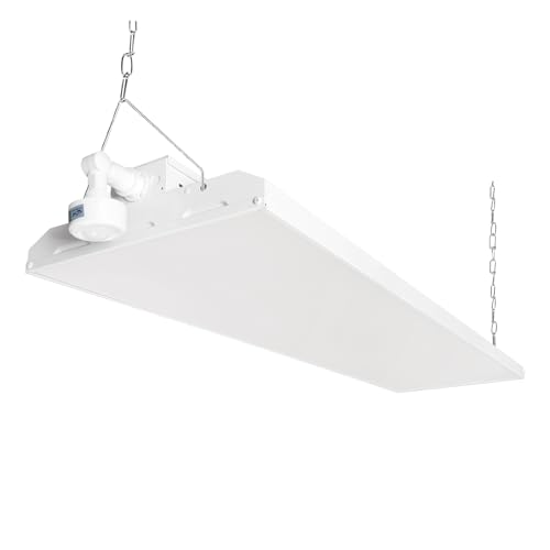 4FT LED Linear High Bay Shop Light with Motion Sensor, 300W High Bay Work Light Fixture, 40500LM, 120-277V, 5000K Daylight Linear Hanging Lighting for Garage, Warehouse, UL&DLC Listed - 1PK - color: 300W - with sensor - White, size: 1PK