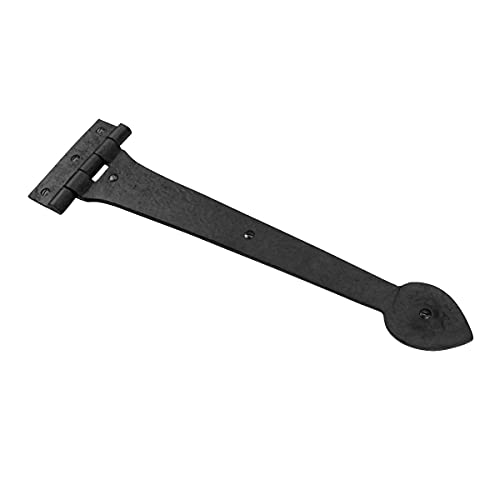 Renovators Supply Manufacturing Pack of 2 Black Wrought Iron Strap Hinge 15 Inch Heart Tip Colonial Cabinet Door Gate Hardware Flush Mount Rust Resistant Heavy Duty - size: Pack of 2
