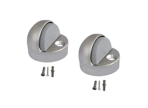 QCAA High Dome Floor Door Stop, 1-11/16" x 1-3/16", Zinc Die Cast, Satin Nickel, 2 Pack, Made in Taiwan - color: Satin Nickel(High), size: 2 Pack
