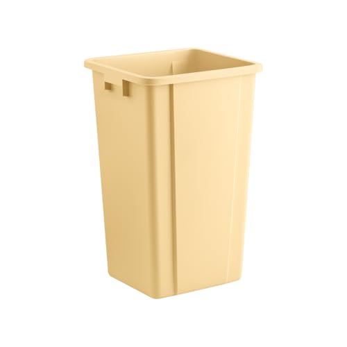 Beige, 25 Gallon Square Commercial Trash Can, Heavy-Duty Garbage Can, Industrial Trash Bin for Restaurants/Commercial Facilities/Warehouses - color: Beige, size: 25 Gallon