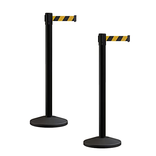 Crowd Control Warehouse RBB-100 Retractable Belt Stanchion Barriers, 2 Pack - color: Black and yellow Diagonal, size: 7.5 Foot