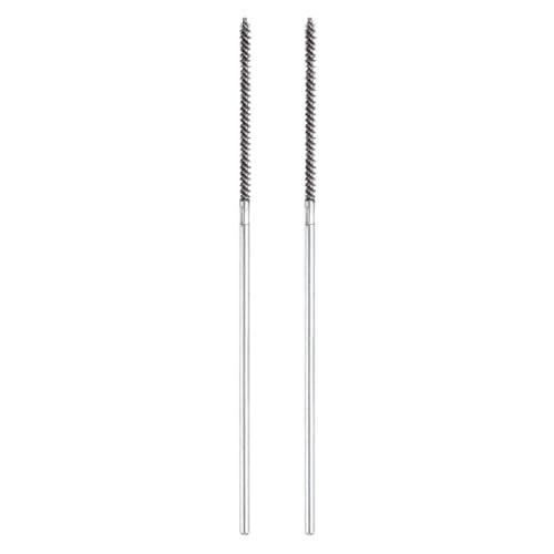 HARFINGTON 2pcs Wire Bore Brush Set 6 Inch Length 1/8 Inch Shank Stainless Steel Bristles Cleaning Brush for Clean Car Part Tube Kitchen Garage - size: 6 x 1/8 Inch
