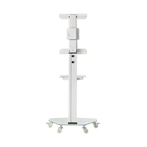 Tripp Lite Mobile Rolling TV Stand Cart with Mount for 37” – 70” Televisions, Elegant Frosted Glass Base and Shelf, Adjustable 65” – 84” Height, Durable White Steel, 5-Year Warranty (DMCS3770SG75W) - size: 37” –70”, style: White Glass Base