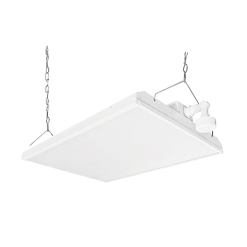 2FT LED Linear High Bay Shop Light with Motion Sensor, 210W High Bay Work Light Fixture, 28350LM, 120-277V, 5000K Daylight Linear Hanging Lighting for Garage, Warehouse, UL&DLC Listed - 1PK - color: 210W - with sensor - White, size: 1PK