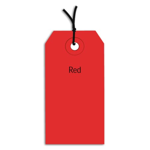 Aviditi Strung Shipping Tags, 2 3/4" x 1 3/8", 13 Pt, Red, with Reinforced Eyelet, to Identify Or Address Items That Cannot be Labeled and to Color Code Shipments, Case of 1000 - color: Red