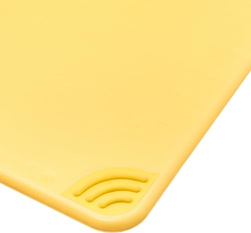 San Jamar Saf-T-Grip Plastic Cutting Board with Safety Hook, 12" x 18" x 0.5", Yellow - color: Yellow