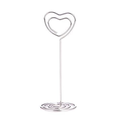 12pcs Table Number Holders Metal, 3.35 inch Place Card Stands for Wedding Centerpieces, Birthday Party - Table Card & Photo Picture Holders (Silver-Heart Shaped) - color: Silver-Heart Shaped