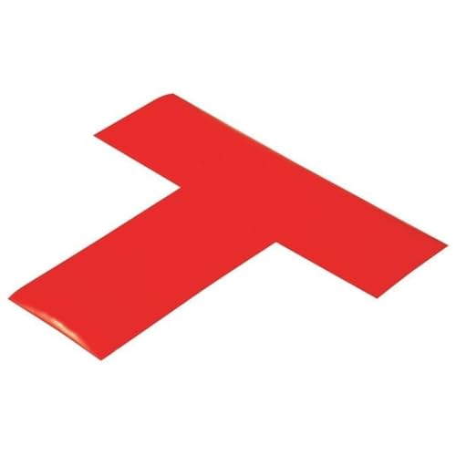 Mighty Line RT Floor Marker Tape T Shape 6-Inch by 6-Inch by 2-Inch, Red, Pack of 100 - color: Red