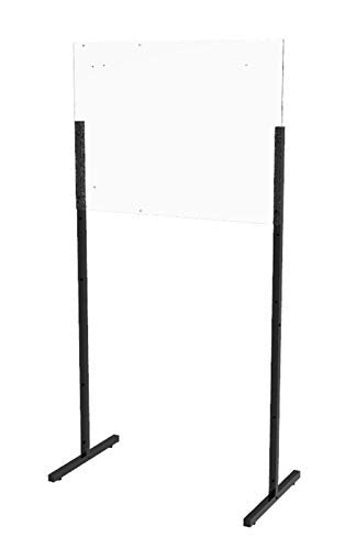Acrlic Plexiglass Shield Sneeze Guard Floor Stand Landscape (32" Wide) or Portrait (24" Wide) Tabletop (25" Tall) or Floor Standing (69" Tall) 10064+10054-NF Flexible Installation One Arylic Panel