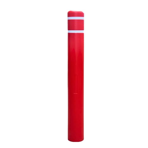 Durable Bollard Cover Heavy Duty Shell - Weather Resistant Anti-Collision - Universal Fit Parking Lot, Dock, Warehouse (Multiple Sizes & Colors Available) (52" H, Red, 6" Dia) - color: Red, size: 6"Dia, style: 52"H