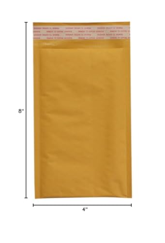 50 Pack of 4x8#000 Kraft Bubble Mailers Self Sealing “Peel and Seal” by Secure Seal 4” x 8” Padded Shipping Envelopes - size: #000 – 50 Pack