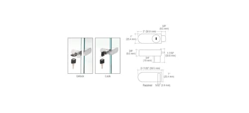 CRL Chrome No-Drill Showcase Lock - Keyed Alike