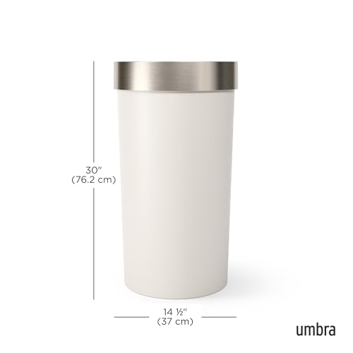 Umbra Vento Kitchen Trash Can, Open Top Bin, 16.5 Gallon, Sand/Nickel - color: Sand/Nickel
