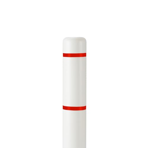 BollardGard 4" x 52" Bollard Cover White - Innoplast (White Red Tape) - color: White Red Tape, size: 1-Pack