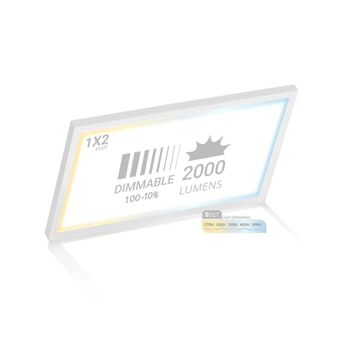 NUWATT 1x2 LED Flat Panel Light Surface Mount 5CCT 2700K-5000K, CRI 90, ETL