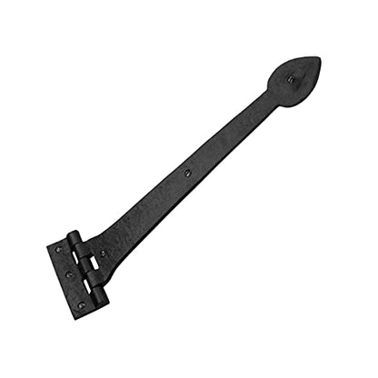 Renovators Supply Manufacturing Gate Hinges 15 in. Black Wrought Iron Spade Tip Strap Hinges for Gates and Doors with Mounting Hardware - size: Pack of 1