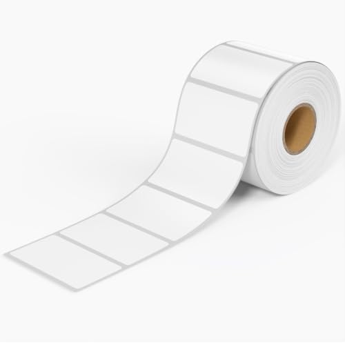 2x1inch Direct Thermal Label Paper for Barcodes, Shipping, 1000 Labels Per Roll White, Compatible with Rollo Label Printer & Zebra Desktop Printers - size: 2" x 1"