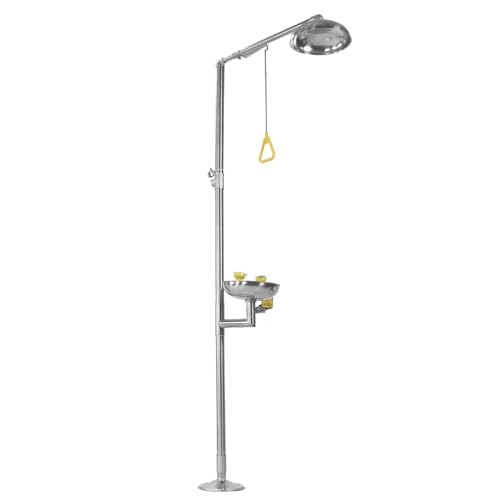 Combination Eye Wash Station and Shower 304 Stainless Steel Emergency Shower Eyewash Station 90.55 Inch for Industrial & Commercial & Lab Use