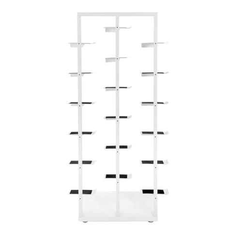Commercial Clothing Store Shoe Rack Retail Store Shoe Display Shelf Free Standing Shoes Shelf Single Sided Shoes Racks 18 Compartments 24.25lbs Load Capacity (31.5 * 59.06in, White) - color: White