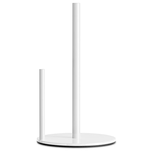 Paper Towel Holder White Stainless Steel Kitchen Countertop Roll Organizer - color: White
