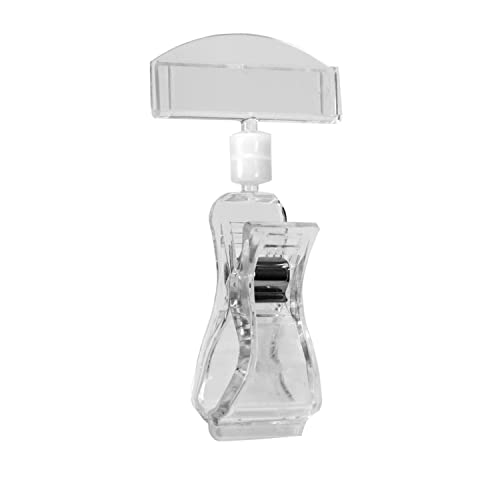 POP Clip on Sign Holder | 3 1/8"w Sign Holder | 1" Grip Capacity Clip | Stainless Steel Spring | 25 Pack | 4" Stem | Clear - color: Clear