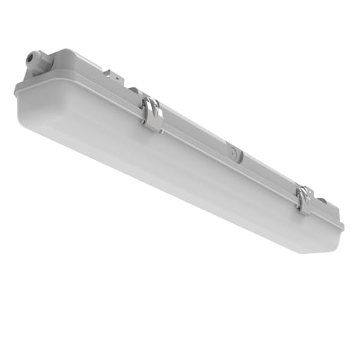2FT LED Vapor Tight Light, IP65 IK08, 10W(1250lm)/20W(2500lm) Selectable, 5000K, 100-277V, Outdoor Waterproof Shop Light, Vapor Proof Lighting Fixture for Carport Parking Garage Car Wash, FCC Listed