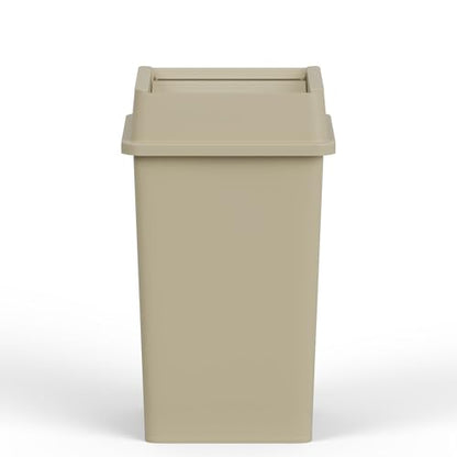 35 Gallon Beige Square Commercial Trash | Garbage Can with Lid - Office, Outdoor, Restaurant, School, Kitchen