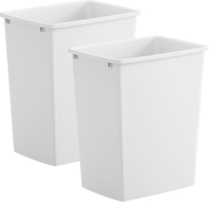 ROOMTEC 35QT Kitchen Trash Can,Sturdy and Lightweight Slim Trash Can,2-Pack - color: White, style: 2PCS