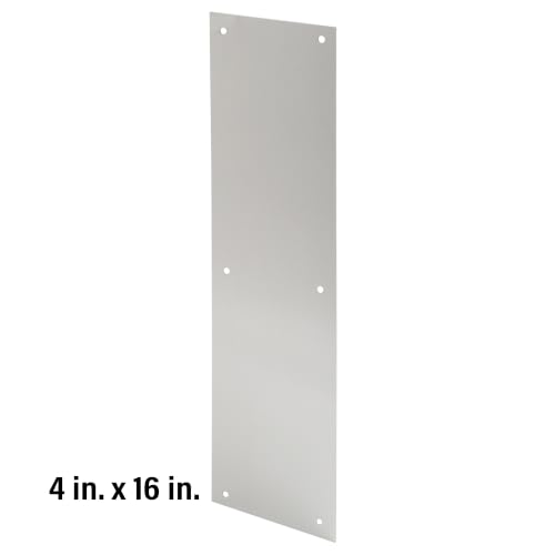 Prime-Line J 4581 Door Push Plate, 4 In. X 16 In., Satin Aluminum (Single Pack) - color: satin aluminum