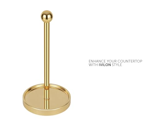 Ivilon Countertop Paper Towel Holder - Modern Sleek Ball Minimalist Design - Color Gold Polished - color: Gold Polished