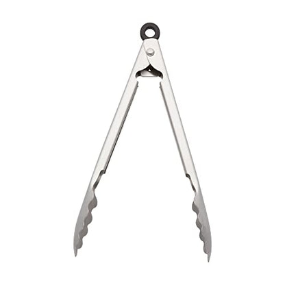 KitchenAid Gourmet Stainless Steel Serving Tongs with Hang Hook and Secure Closing Lock, 9 Inch, Stainless Steel (Pack of 12) - color: Stainless Steel, size: 9 Inches (Pack of 12)