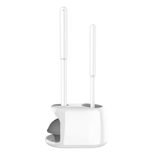SetSail Toilet Brush and Plunger Set, Semi-Hidden Toilet Plungers, White - color: White, size: 1 pack