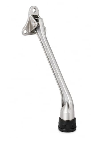 HOME&I 7" Kick Down Door Stopper, Extended Reach Zinc Alloy Door Stop with Leaf Spring & Non-Slip Saw-Tooth Rubber Foot, Screw Mount Door Holder for Wood, Tile, Carpet & Concrete Floors - color: Satin Nickel, size: 7 Inch x 1 Pack
