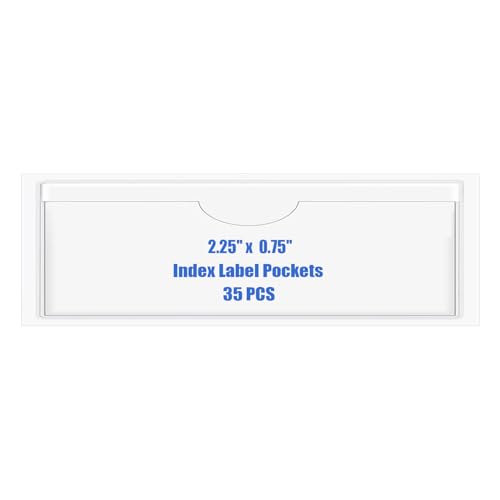Origin-Joy 35 PCS Self Adhesive Index Card Pockets with Top Open, Clear Plastic Label Holder for Cards of Note, Library and Business, Adhesive Label Pockets & Card Holder (2.25 x 0.75 inch) - size: 2.25 x 0.75 inch, style: Horizontal