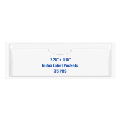 Origin-Joy 35 PCS Self Adhesive Index Card Pockets with Top Open, Clear Plastic Label Holder for Cards of Note, Library and Business, Adhesive Label Pockets & Card Holder (2.25 x 0.75 inch) - size: 2.25 x 0.75 inch, style: Horizontal