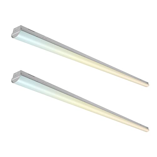 8FT Linear Strip Light LED,3 Color Selectable 3500K-5000K,Lumen Adjustable 8450/9750/11700LM,0-10V Dimmable LED Shop Light Fixture, 120-277V,UL Certified, DLC Listed-2PK - color: 2PK White